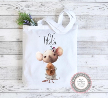 Tasche kleines Mäuschen Wechselwäsche Wechselkleidung personalisiert Kindergarten Wunschname KITA Kindergarten Einschulung Lüttentüddel®